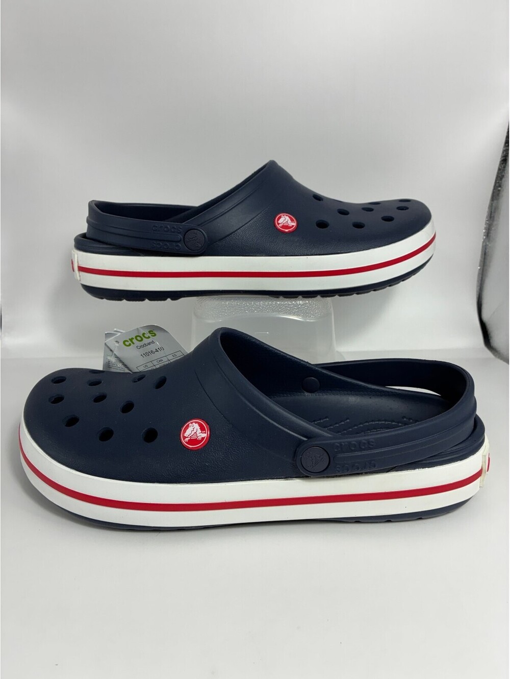 Size 10 - Crocs Crocband Men's Clog Navy/White/Red
